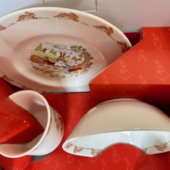 Royal Doulton Bunnykins 3 Piece Nursery Set Vintage Porcelain Dish Set with Box - Picture 3 of 8